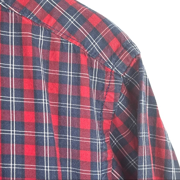 H&M Mens Red Checkered Button Up Shirt Size L - Picture 6 of 13